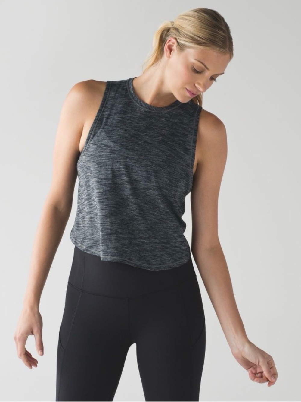 Lululemon Fast As Light Muscle Tank Heathered Black Size 2 estimated